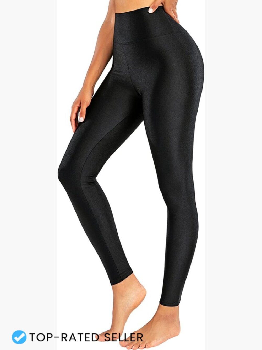 Women's High Waisted Yoga Pants Tummy Control Shiny Sports Tights Workout